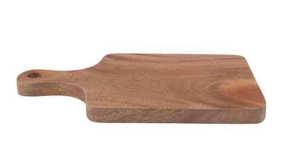 Brown wooden chopping board isolated