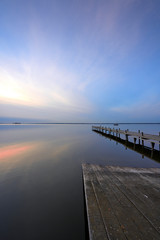 The Steinhuder Meer near Hanover in Germany at sunset