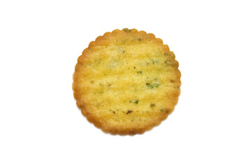 Thin biscuit or cracker seaweed flavour isolated on white background.
