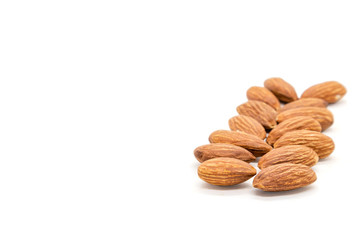 Almond nuts isolated with white background.