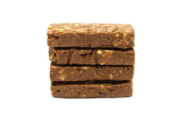 Biscuits cracker homemade, Square .and thick design, Sliced almond cookies and sweet flavored. Isolated on white background.