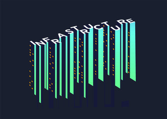 Concept of Building and City Illustration with Text infrastructure City scene on night time. template vector illustration.