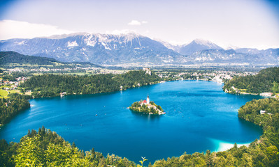 Bled - Blue lake with mountains