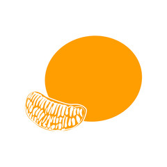 Tangerine or mandarin orange citrus fruit with leaf flat vector color icon for apps and websites