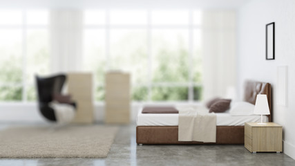 Bedroom interior design. 3D rendering.
