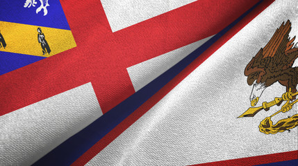 Herm and American Samoa two flags textile cloth, fabric texture