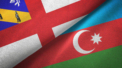 Herm and Azerbaijan two flags textile cloth, fabric texture