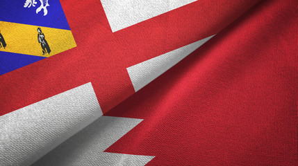 Herm and Bahrain two flags textile cloth, fabric texture