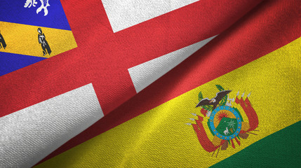 Herm and Bolivia two flags textile cloth, fabric texture