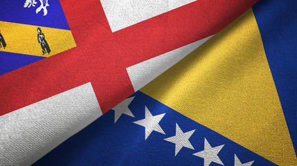 Herm and Bosnia and Herzegovina two flags textile cloth, fabric texture