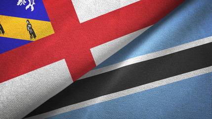 Herm and Botswana two flags textile cloth, fabric texture