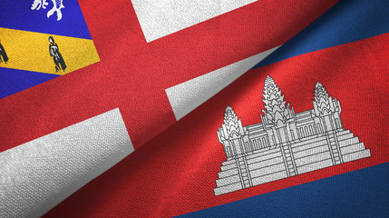 Herm and Cambodia two flags textile cloth, fabric texture