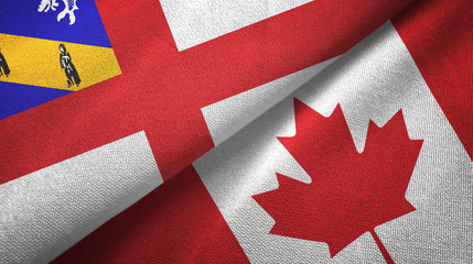 Herm and Canada two flags textile cloth, fabric texture