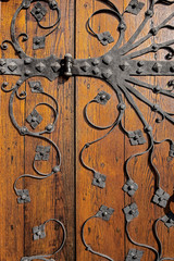 Fototapeta premium artfully forged iron door fittings floral design