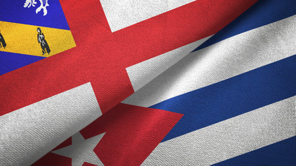 Herm and Cuba two flags textile cloth, fabric texture