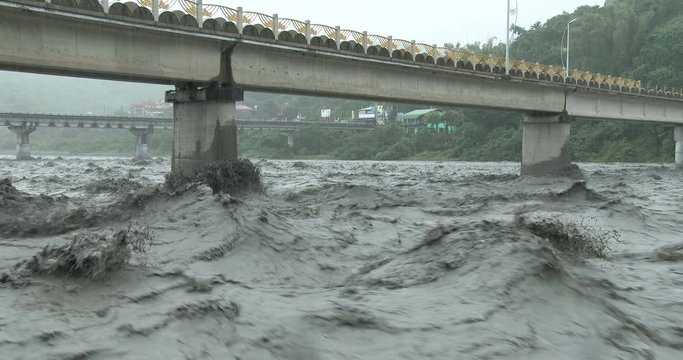 River With Fast Flowing Muddy Flood Water - Fung