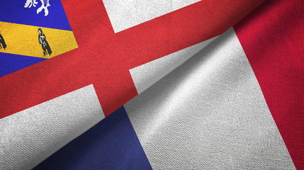 Herm and France two flags textile cloth, fabric texture