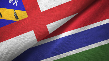 Herm and Gambia two flags textile cloth, fabric texture