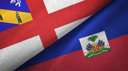 Herm and Haiti two flags textile cloth, fabric texture