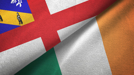 Herm and Ireland two flags textile cloth, fabric texture