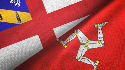Herm and Isle of Mann two flags textile cloth, fabric texture