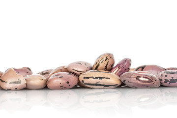 Lot of whole fresh speckled bean pinto isolated on white background