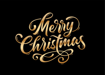 Merry Christmas. Lettering text for Merry Christmas. Greeting card, poster, banner with script text merry christmas. Holiday background with graphic, hand drawn design. Vector Illustration