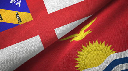 Herm and Kiribati two flags textile cloth, fabric texture