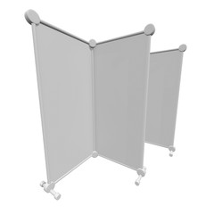 Blank Roll Up fold up Banner Stands. Trade show booth white and blank. 3d render isolated on white background. High Resolution Template for your design.