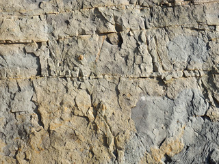 Gray stone cliffs on the coast of the sea. Tuapse, Black Sea, Caucasus