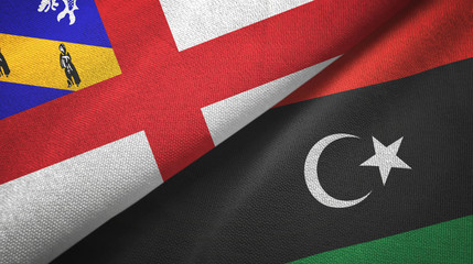 Herm and Libya two flags textile cloth, fabric texture