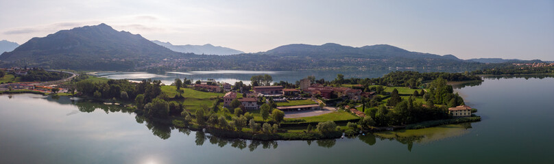 Fototapeta na wymiar landscape of lakes and mountains near lecco.