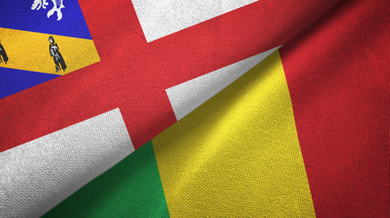 Herm and Mali two flags textile cloth, fabric texture