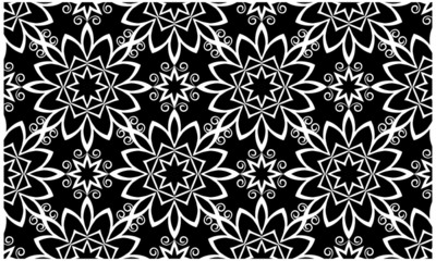 Bloom black vector seamless pattern