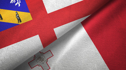 Herm and Malta two flags textile cloth, fabric texture