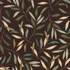 Vintage leaves seamless pattern