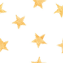 Fototapeta na wymiar Beautiful vector seamless pattern with watercolor hand drawn stars. Starry sky. Stock Illustration.