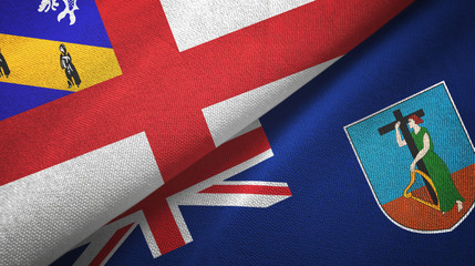 Herm and Montserrat two flags textile cloth, fabric texture