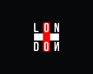 London typography design with circle UK flag. London banner, poster, sport t-shirt print design and apparels graphic