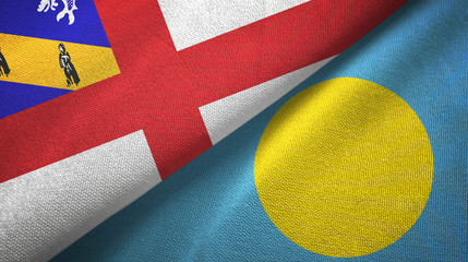 Herm and Palau two flags textile cloth, fabric texture
