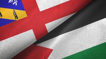 Herm and Palestine two flags textile cloth, fabric texture