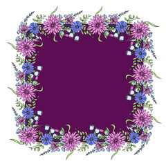 Doodle wildflowers frame