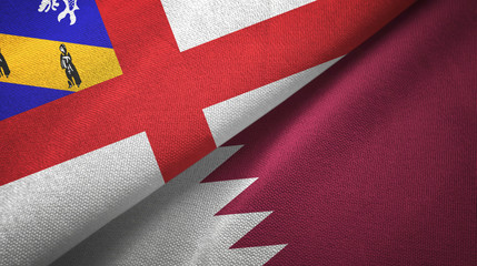Herm and Qatar two flags textile cloth, fabric texture