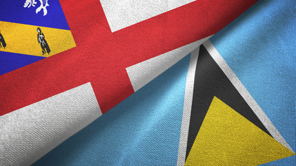 Herm and Saint Lucia two flags textile cloth, fabric texture
