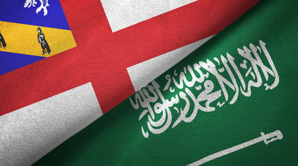 Herm and Saudi Arabia flags textile cloth
