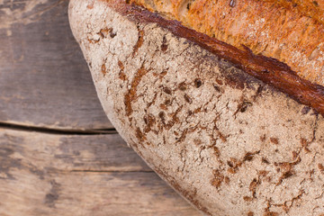Whole loaf of healthy homemade bread. Close up of natural bread with seeds.