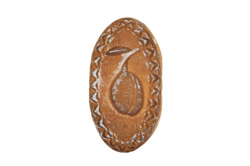 Gingerbread with apricot filling isolated on white background