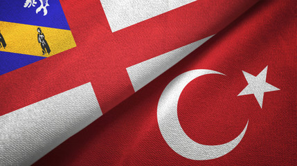 Herm and Turkey two flags textile cloth, fabric texture