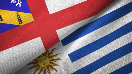 Herm and Uruguay two flags textile cloth, fabric texture