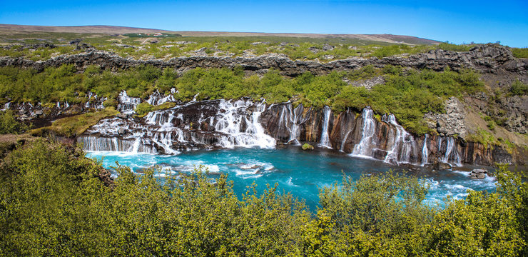 Barnafoss and Hraunfossar waterfall in Iceland © Brad Pict